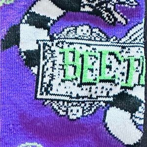 Beetlejuice Purple and Green Unisex Socks NWT